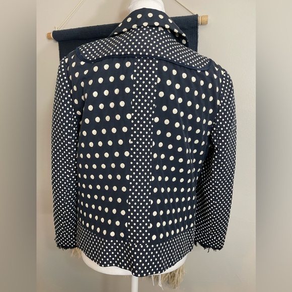 Tory Burch Polka Dots Tweed Textured Cotton Blend Light jacket/blazer sz 8 - Picture 2 of 11